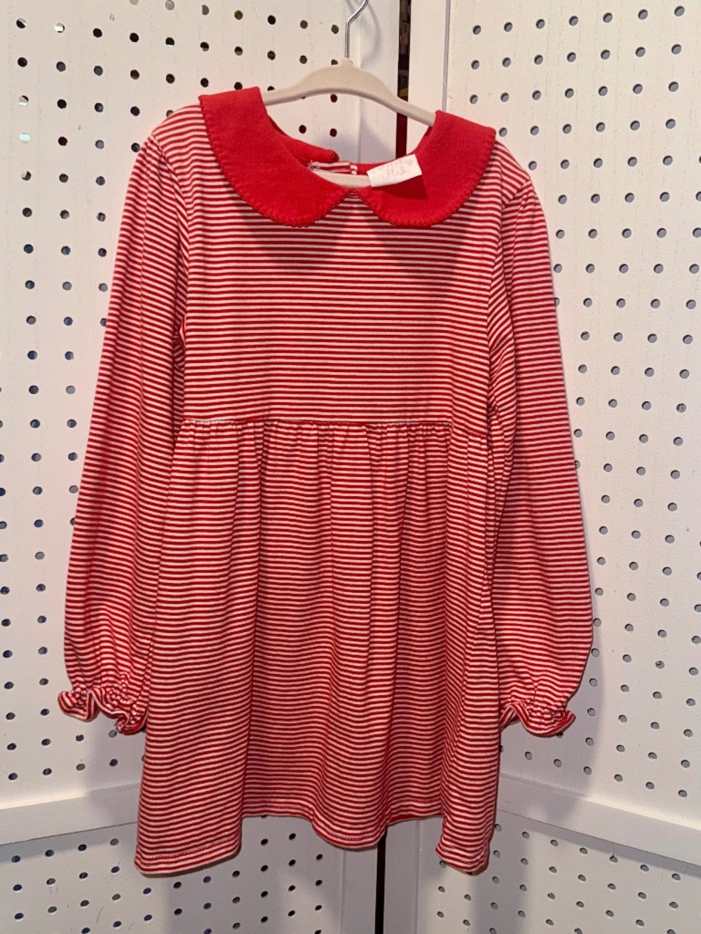 Stitchy Fish Red & White Striped Long Sleeve Dress Girl’s 8 Classic Preppy